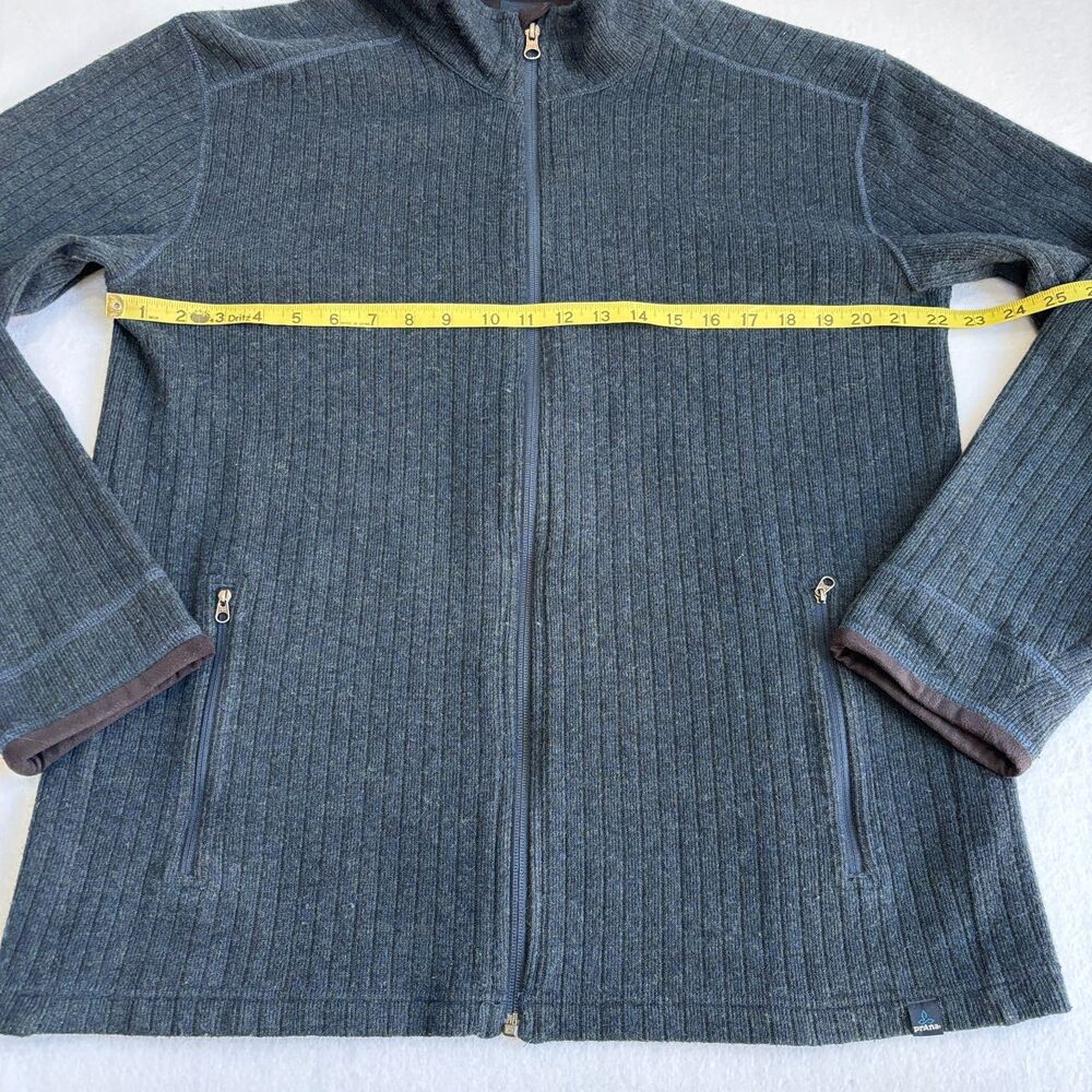 Prana Barclay Wool Blend Full Zip Ribbed Sweater Mens XL Gray - Picture 8 of 8